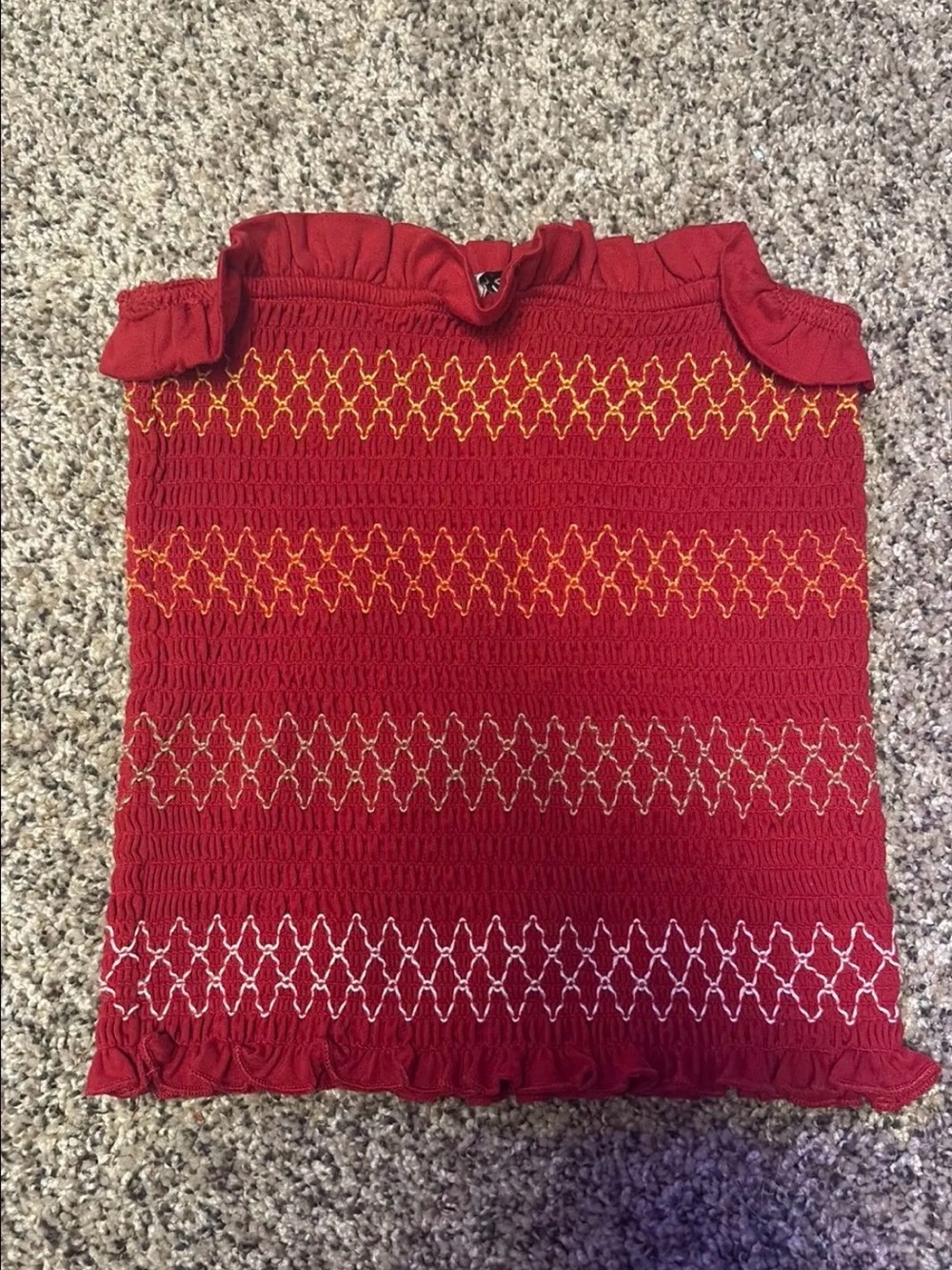 Rue21 Red Smocked Tank Top with Contrast Stitching